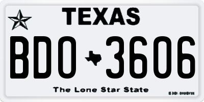 TX license plate BDO3606