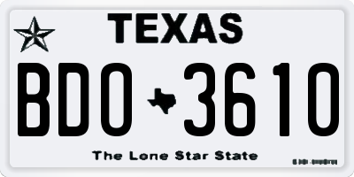 TX license plate BDO3610