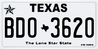 TX license plate BDO3620