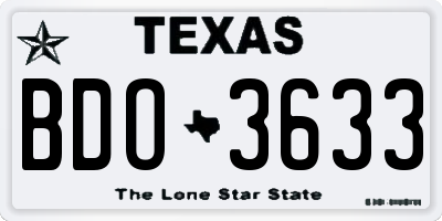 TX license plate BDO3633