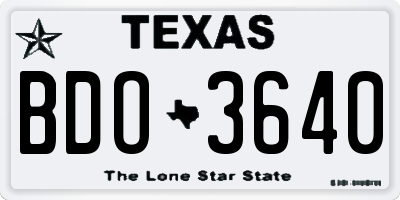 TX license plate BDO3640