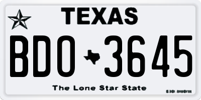 TX license plate BDO3645