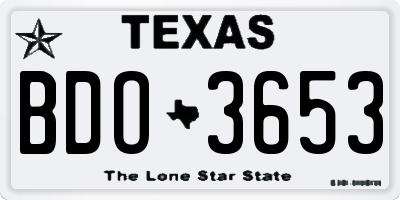 TX license plate BDO3653
