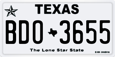 TX license plate BDO3655