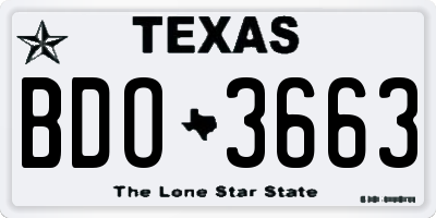 TX license plate BDO3663