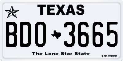TX license plate BDO3665