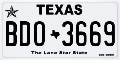 TX license plate BDO3669