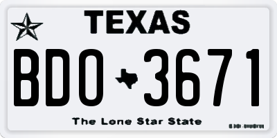 TX license plate BDO3671