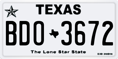 TX license plate BDO3672