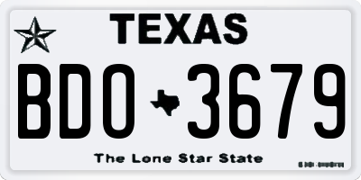 TX license plate BDO3679