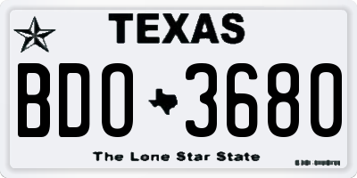 TX license plate BDO3680
