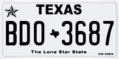 TX license plate BDO3687
