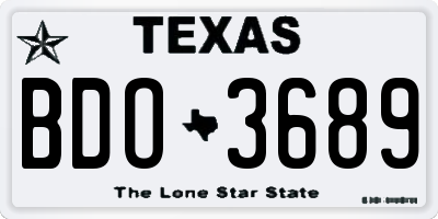 TX license plate BDO3689