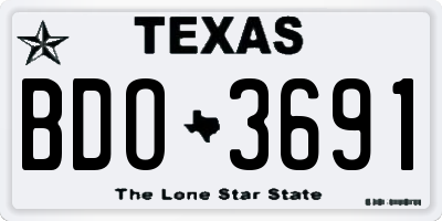 TX license plate BDO3691