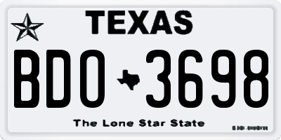TX license plate BDO3698