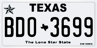 TX license plate BDO3699