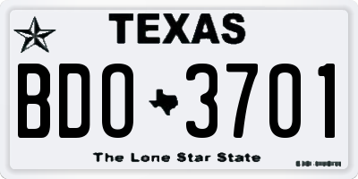 TX license plate BDO3701
