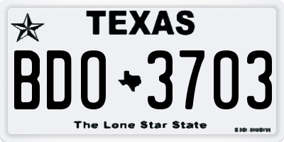 TX license plate BDO3703