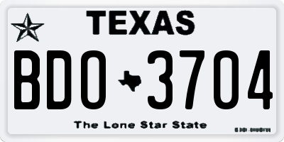 TX license plate BDO3704