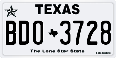 TX license plate BDO3728