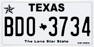 TX license plate BDO3734