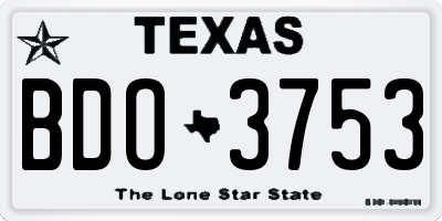 TX license plate BDO3753
