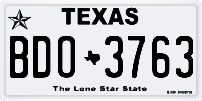 TX license plate BDO3763