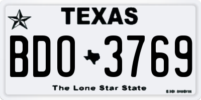 TX license plate BDO3769