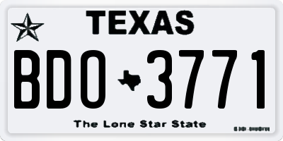 TX license plate BDO3771