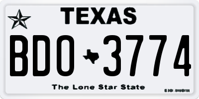 TX license plate BDO3774