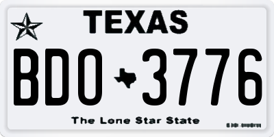 TX license plate BDO3776