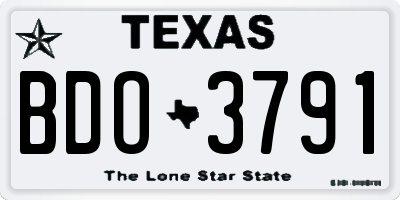 TX license plate BDO3791