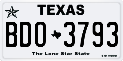 TX license plate BDO3793