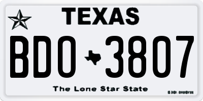 TX license plate BDO3807