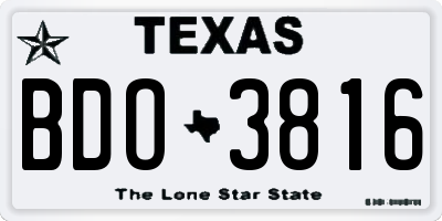 TX license plate BDO3816