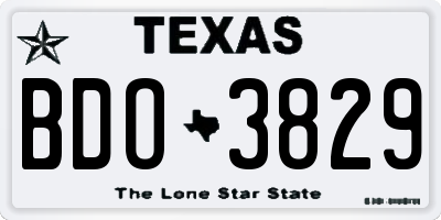 TX license plate BDO3829