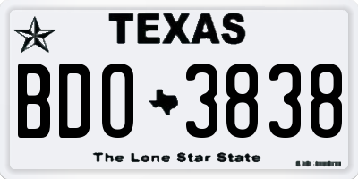 TX license plate BDO3838
