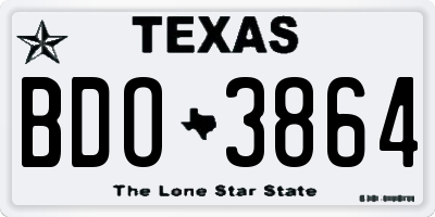 TX license plate BDO3864