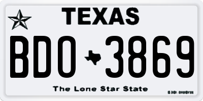 TX license plate BDO3869