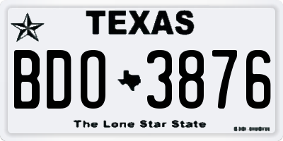 TX license plate BDO3876