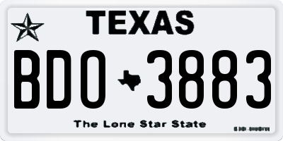 TX license plate BDO3883