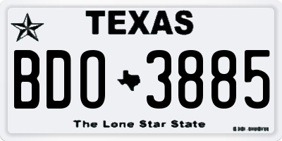 TX license plate BDO3885