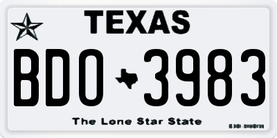 TX license plate BDO3983