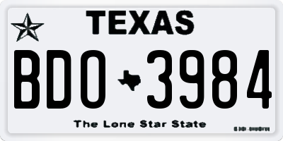 TX license plate BDO3984