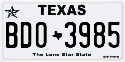 TX license plate BDO3985