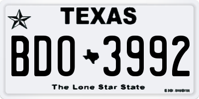 TX license plate BDO3992