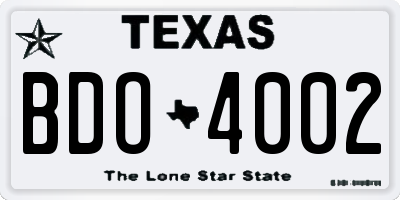 TX license plate BDO4002