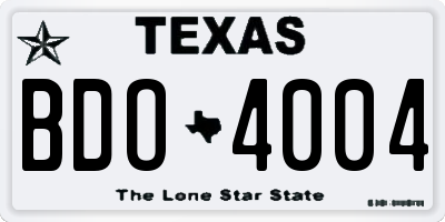 TX license plate BDO4004