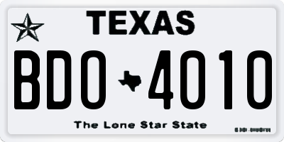 TX license plate BDO4010