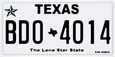 TX license plate BDO4014